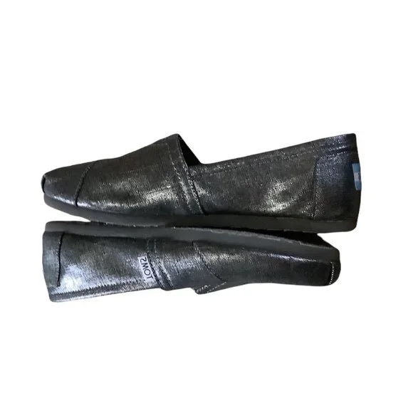 TOMS Closed Toe Dark Silver Shimmer Cushioned Comfort Shoes-6.5W - Picture 5 of 8